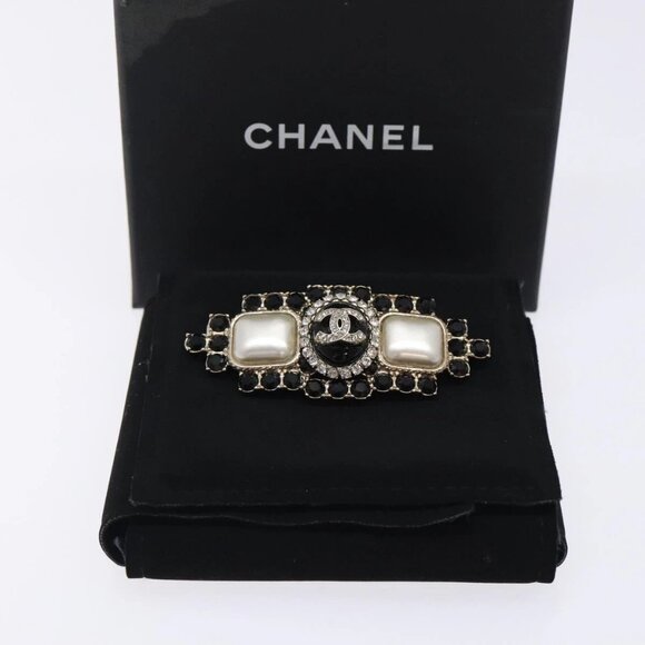 CHANEL COCO Mark Brooch metal Black CC Auth BA4085M - Picture 7 of 12